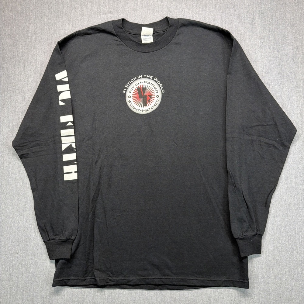 Vintage‎ Vic Firth Long Sleeve T-Shirt Black Large Y2K Drums